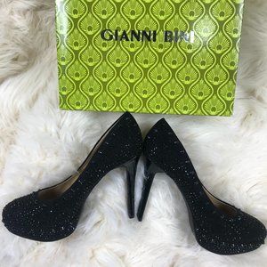 Gianni Bini "Naomi", Black Crystal Heels, Size 9